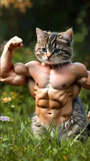 😹💪 Cat Becomes a Bodybuilder 🐱🔥 | Funny Gym Transformation #shorts