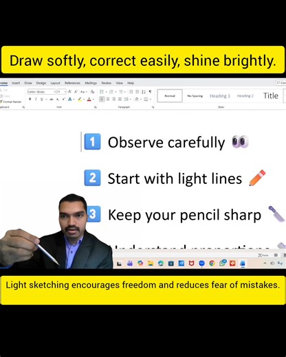 Start with light lines #DrawingTips #BeginnerArtist #SketchingBasics #PencilDrawing #ArtTutorial #DrawingForBeginners #LightLines #ArtTips #DrawingPractice #ManeeshAchari #ManeeshSchoolOfArts | Maneesh Arts cherupanathady
