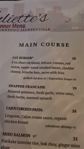 Juliette's restaurant, Marriott Downtown, Jacksonville, Florida.