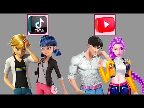 Epic Glow Up! YouTube vs TikTok Transformation | Rumi, Jinu, Ladybug & Adrien