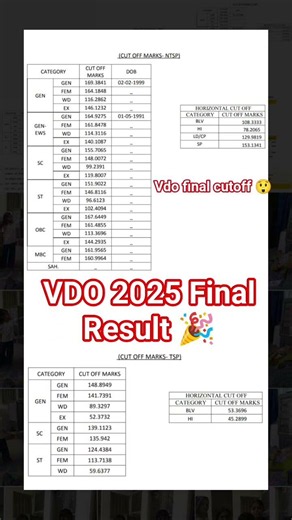 vdo 2025 Final cutoff | vdo final result 2025 | vdo result jari #vdoresult #vdo2025 #vdo #cutoff