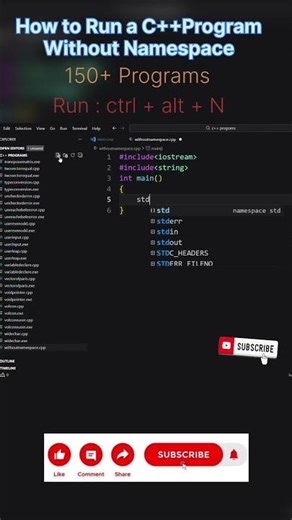 How to Run a C++ Program Without Namespace in C++| #youtubeshorts #ytshorts #trending #shorts #reels
