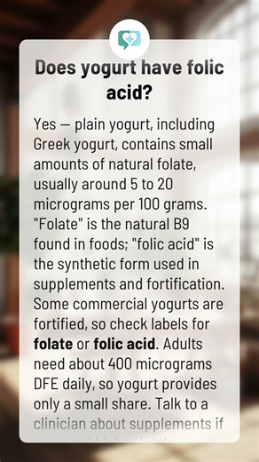 Does yogurt have folic acid?