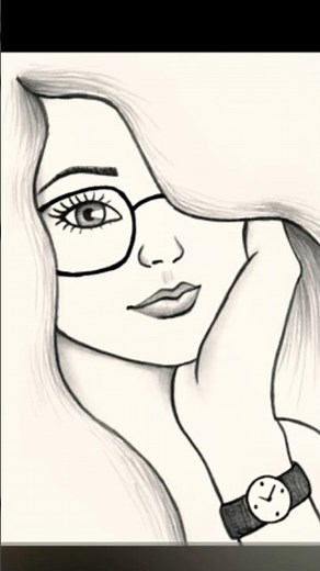 Easy Girl with Glasses drawing ❤️‍🔥❤️‍🔥 simple step by step face sketch tutorial for beginners