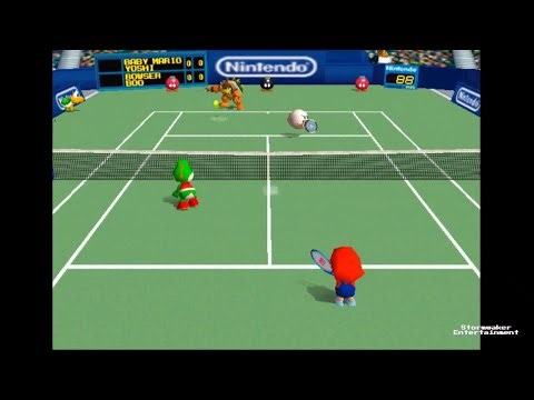 Baby Mario & Yoshi vs Bowser & Boo - Mario Tennis (N64)