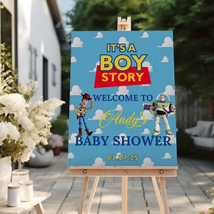 Boy Story Toy Story Baby Shower Welcome Sign, It's A Boy Story Theme Shower, Baby Shower Signs, Editable Welcome Sign, Canva Template - Etsy