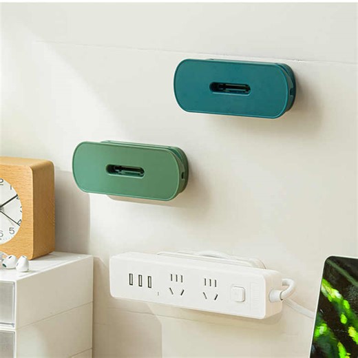 Sesame Wall Mounted Socket Organizer No Punch Installation Plug Holder Rack Wire Hidden Design Socket Hanger