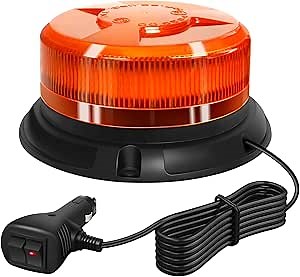 ANTOM LED Amber Strobe Light, 12-24v High Brightness Warning Safety Flashing Beacon Lights, Magnetic Base and 10FT Cigarette Lighter Power Cable for Truck Tractor Forklift Emergency Vehicle