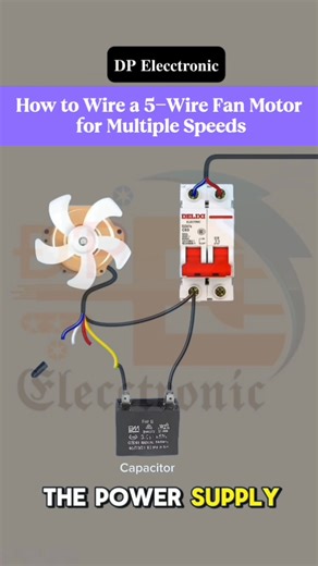 How to Wire a 5-Wire Fan Motor for Multiple Speeds #dpelecctronic #elecctronic #electrical #fblifestyle #interiordesign #instagramreels #DPElecctronicfollow | 𝐃𝐏 𝐄𝐥𝐞𝐜𝐜𝐭𝐫𝐨𝐧𝐢𝐜