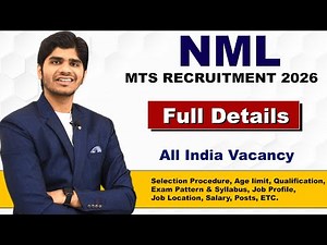 NML MTS Recruitment 2026 | Multi Tasking Staff | All India Vacancy | Male & Female | Full Details