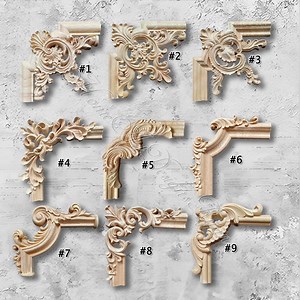 1 Piece Unpainted Wood Carved Corner Applique Onlay, Home Wall Corners Embellishments, Furniture Carving Art Decor,decals,corner Flower MT38 - Etsy