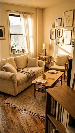 “From basic to cozy 🤍✨ Japandi living room transformation,"