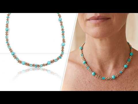 Turquoise Chain Gang Necklace - DIY Jewelry Making Tutorial by PotomacBeads