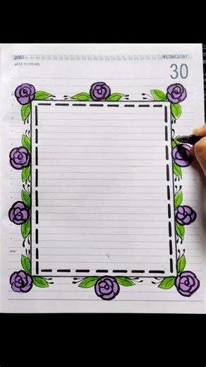 Art and Craft on Instagram: "2 purple border design for project . . . . . . . #howto #howtodraw #frontpage #borderdesign #project #diarydecoration #aesthetic #school #flowers #simple #purple"