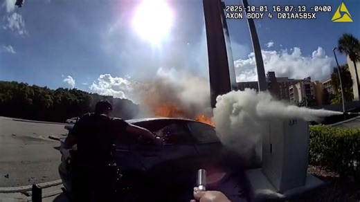 ‘Vehicle is going to explode’ Florida police struggle to put out deadly Tesla fire