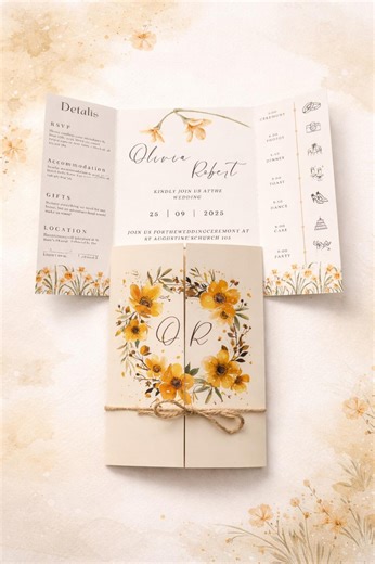 Editable Wedding Invitation Template Canva Printable Elegant Foldable Minimalist Digital Download DIY - Etsy