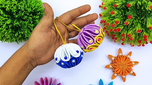 795K views · 10K reactions | Christmas tree decorations | Easy Christmas Tree Ornaments Making With Eva Glitter Foam Paper #ChristmasTreeOrnaments #DiyChristmasCrafts ChristmasBallTreeOrnaments | Entertaining Arts | Facebook