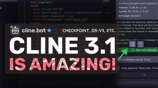 Cline 3.1（升级版）：这次全新的Cline升级令人惊叹！（检查点、Deepseek-V3支持及更多功能！）_哔哩哔哩_bilibili