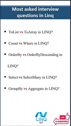 Linq Interview Questions #linq #linqinterviewquestions #interviewpreparation