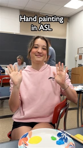 Penn State Sign Language Org on Instagram: "We had so much fun hand painting in ASL! 🤟 More ASL learning resources linked in our bio Visual Description: [Students sign different chosen signs with their hands painted like their sign. Text reads: “hand painting in ASL”] #signlanguage #ASL #deafcommunity #pennstate #whyisign #askmewhyisign"