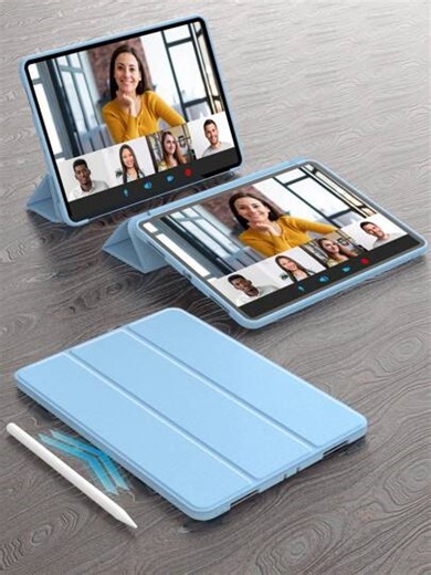 1pc Blue Soft Shockproof Tablet Case, Compatible With IPad 9.7/10.2/10.9/11/12.9 Inch, 10th Gen, Air 11, Air 4/5/6, Slim, Smart Stand, Auto Wake/Sleep | SHEIN