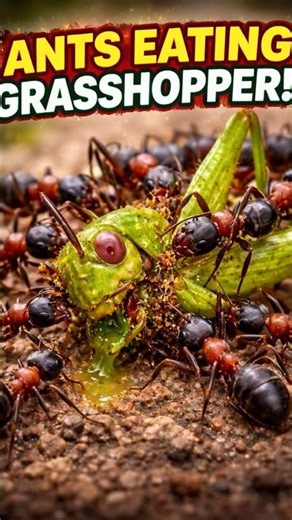 Ants vs Grasshopper 🐜⚔️ Nature’s Brutal Attack! #viral #shortvideo