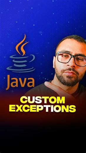 Vipul Tyagi on Instagram: "In today's reel: Creating custom exceptions in Java! ‍ #JavaTips #CodingTutorial 1. Extend the Exception class 2. Create constructors for flexibility 3. Add custom methods for detailed error info 4. Throw your exception with meaningful messages Custom exceptions make your code more readable and help with specific error handling."