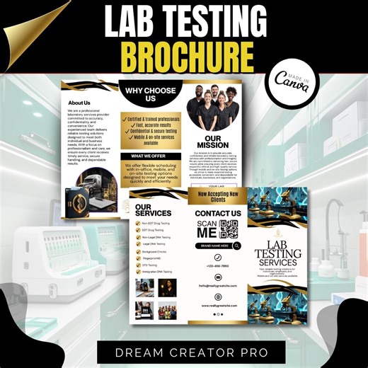 Lab Testing Services Brochure Template | Drug Testing, DNA Fingerprinting Canva Flyer | Mobile & On-site Testing Marketing Design - Etsy