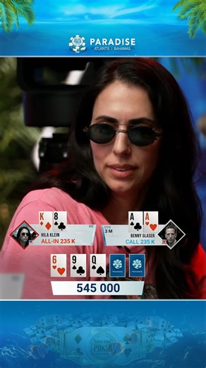 World Series Of Poker on Instagram: "HILA ALL IN! The journey may be over for @kleinhila but she played in some intense pots along the way here at WSOP Paradise in the Bahamas. Here she is all in against 8-time bracelet winner @bennyglaser_, at risk for her tournament life! #h3 #h3h3 #h3podcast #h3h3productions #poker #pokertournament #wsop #wsopparadise #bahamas #aces #pocketaces"