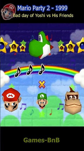 Mario Party 2 - Bad day of Yoshi vs his Friends #mario