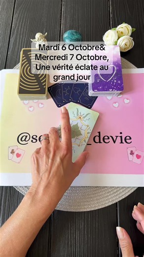 1er Tirage, Mardi 6 Octobre, Ce qui va être révélé va d’abord te surprendre mais cette vérité va finalement te permettre de prendre une décision que tu repoussais depuis longtemps 2éme Tirage, Mercredi 7 Octobre, La chance arrive par l’intermédiaire d’une personne, puis une communication déclenche un changement concret. Mais dans l’ombre, quelqu’un pourrait chercher à tirer la couverture à lui, reste discrète sur tes projets jusqu’à ce qu’ils soient sécurisés #tarot #guidance #cartomancie #oracl