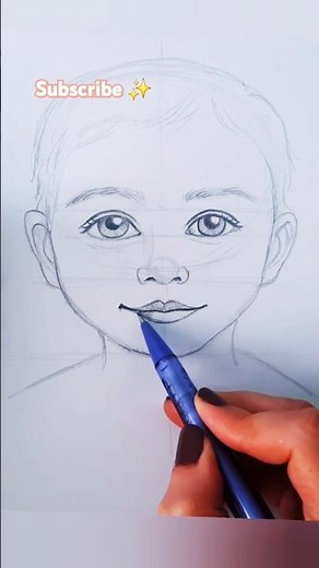 How to Draw a Child's Face Using Simple Shapes | Easy Portrait Sketch for Beginners #artshorts #art