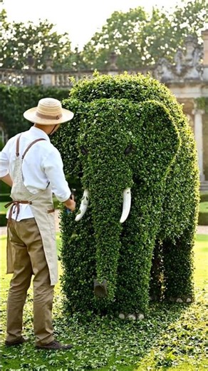 The Art of Nature: Elephant Bush Trimming 🌿✨ #short