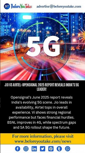 Jio Dominates 5G Coverage at 70%, Airtel Leads in Speed and Experience: Opensignal June 2025 Report