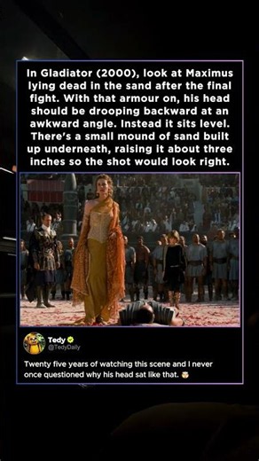 In Gladiator (2000), after the final fight Maximus is dead on his back in the sand, his armour would