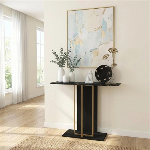 Black Marble Console Table, Modern Entryway Storage Cabinet, Minimalist Hallway Furniture - Etsy