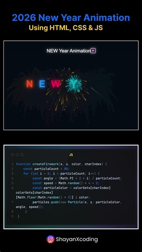 Welcome 2026 with Code 💻🎉 | New Year Animation (HTML CSS JS) #happynewyear2026 #coding #frontend