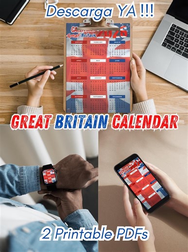 21 2026 Britain Calendar Printable PDF – English Edition – Elegant Floral Design – Instant Download - Etsy