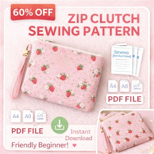 Zip Clutch Bag Sewing Pattern PDF| DIY Zip Clutch Purse Tutorial| Beginner Friendly Bag Pattern| A4 & US Letter Printable | Instant Download - Etsy