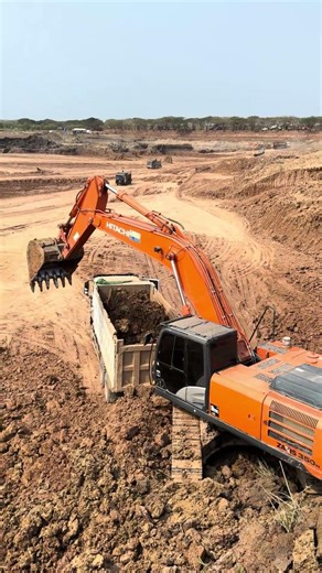 Powerful ZAXIS 350 Excavator Digging Muddy Lake Bottom | Dump Trucks Working Nonstop #Shorts