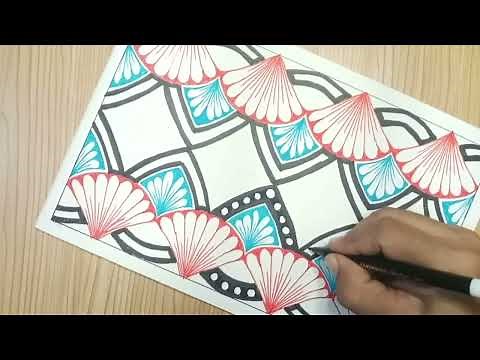 Menggambar Batik KERANG LAUT | Simping | Kipas | Batik Pola kerang | Contoh Gambar Batik Lomba