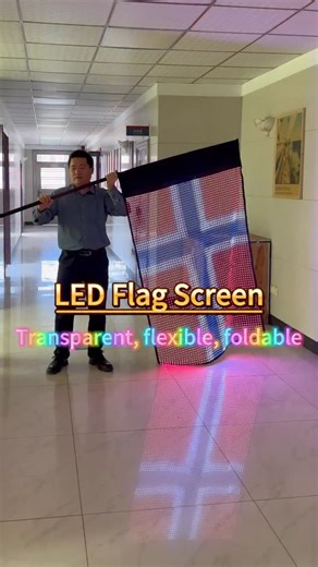 Kinlon-Transparent Led Display on Instagram: "This is latest technology LED flag display screen Transparent, flexible, foldable Lightweight and portable No power required Play animated videos and pictures AutoPlay video #LEDflagdisplay #flexibleLEDdisplay #LEDflag #ledlight #hturgb"