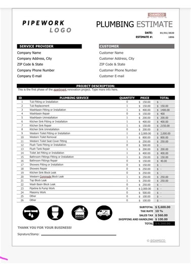 Plumbing Work Order Template | Editable Plumber Service Form Digital Download - Etsy