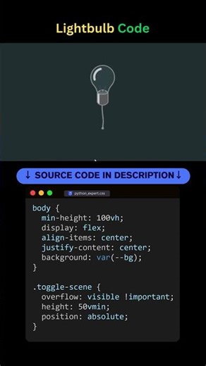 Lightbulb Toggle – On/Off Animation with HTML & CSS #coding #programming #learntocode #webdesign #ui