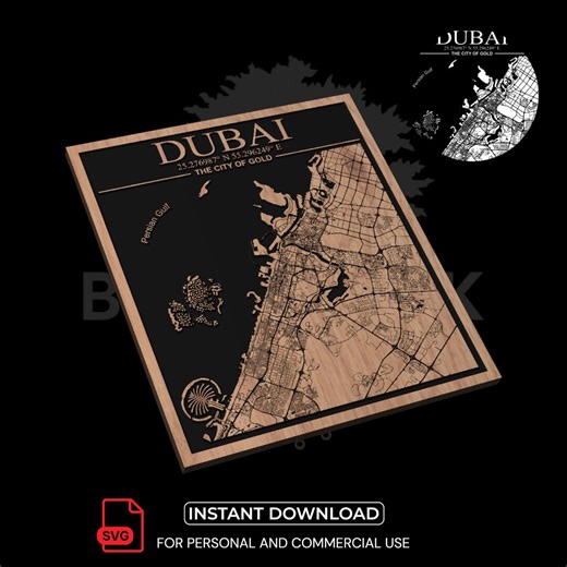 Dubai City Map SVG | Laser Cut File for CNC & Woodworking (digital Download) - Etsy