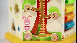 LAVIEVERT 9-in-1 Wooden Play Cube Activity Center Multifunctional Bead Maze Shape Sorter Educational Toys Game for Toddlers & Kids