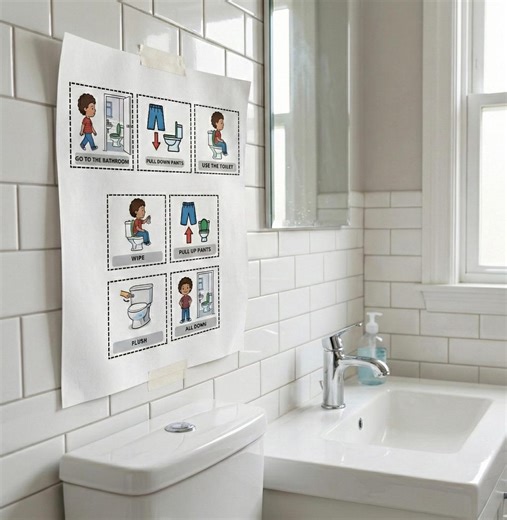 Bathroom Routine Visual Schedule for Kids Potty Training Printable - Etsy