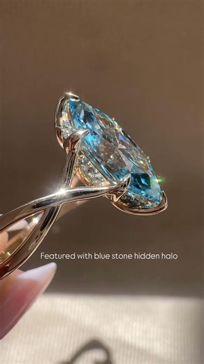 3 Carat Blue Dutch Marquise Diamond Ring 💙 #diamond #ring #labgrown #bluediamond