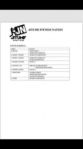 Goodevening All We are all set for the day. Jitume Fitness Challeng is happening.The athletes are ready to give you a most thrilling showdown.Event starts at 7.30am n ends at 3.45pm.Keep time to watch n enjoy the whole show. #Tukutanejitume