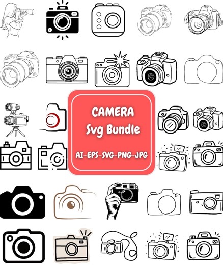 Camera Svg Png Files, Camera Svg Bundle, Svg Files for Cricut, Silhouette Svg, Camera Clipart, Camera Silhouette, Camera PNG Bundle, Eps, Ai - Etsy Australia